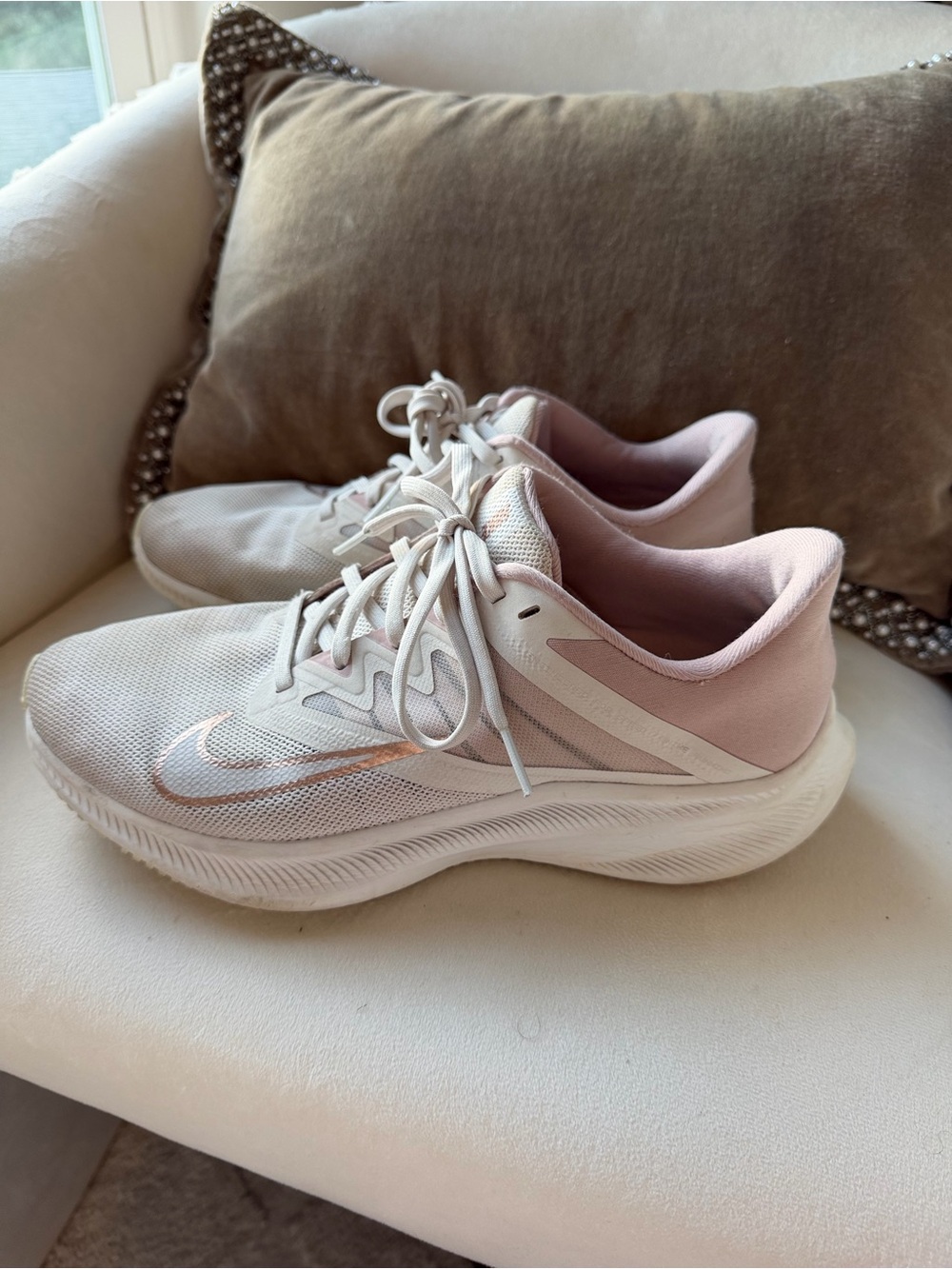 Nike Light Pink and White Women's Running Sneakers